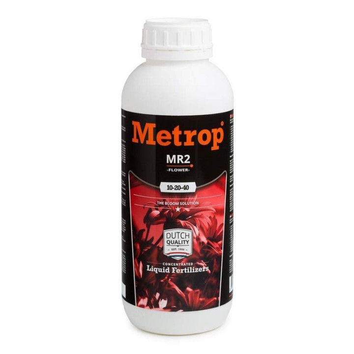 Metrop MR2 1l bloom fertiliser bottle front label view | Metrop