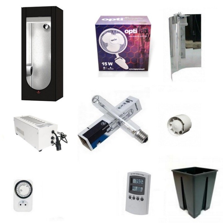 Pack De Base 60 250W packaging indoor grow kit with tent and lamp | Pack Lampe HPS-MH